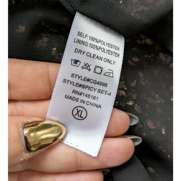 Buddy Love Black Gold Sequin Mini Skirt XL NWT NYE Party Glam Holiday Sparkle - Picture 4 of 8